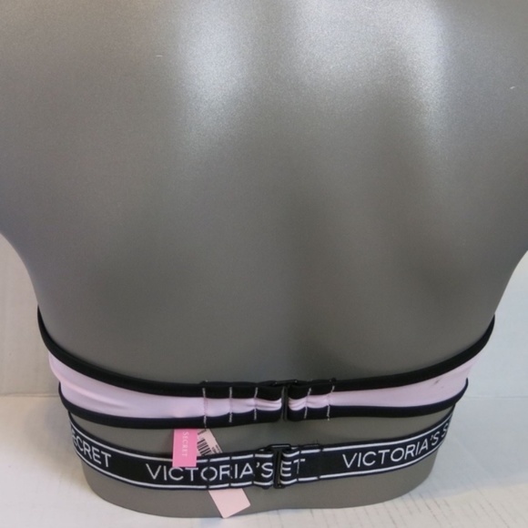 Victoria's Secret Pink & Black Logo Strappy Beach Bandeau Swim Top 36A - Picture 2 of 2